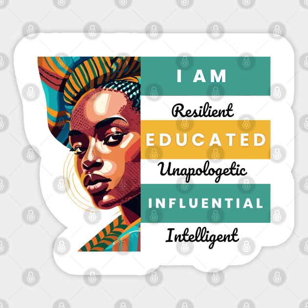 I Am Black Woman Afrocentric Sticker by Graceful Designs